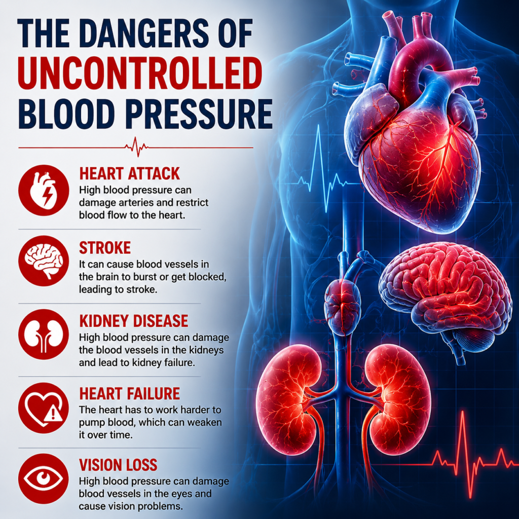 complications of uncontrolled high blood pressure